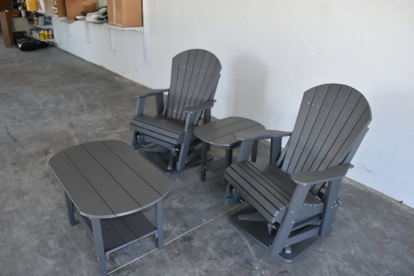 4 pc Glider Adirondack Chair and Table Set